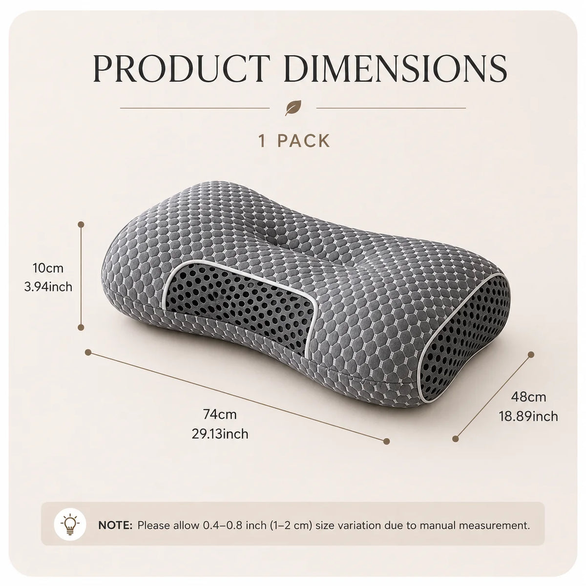 Ultra-Soft Ergonomic Neck Support Pillow, Contour Cervical Pillow for Side, Back & Stomach Sleepers, Breathable Fabric, Easy to Clean, Pressure Relief for Deep Sleep