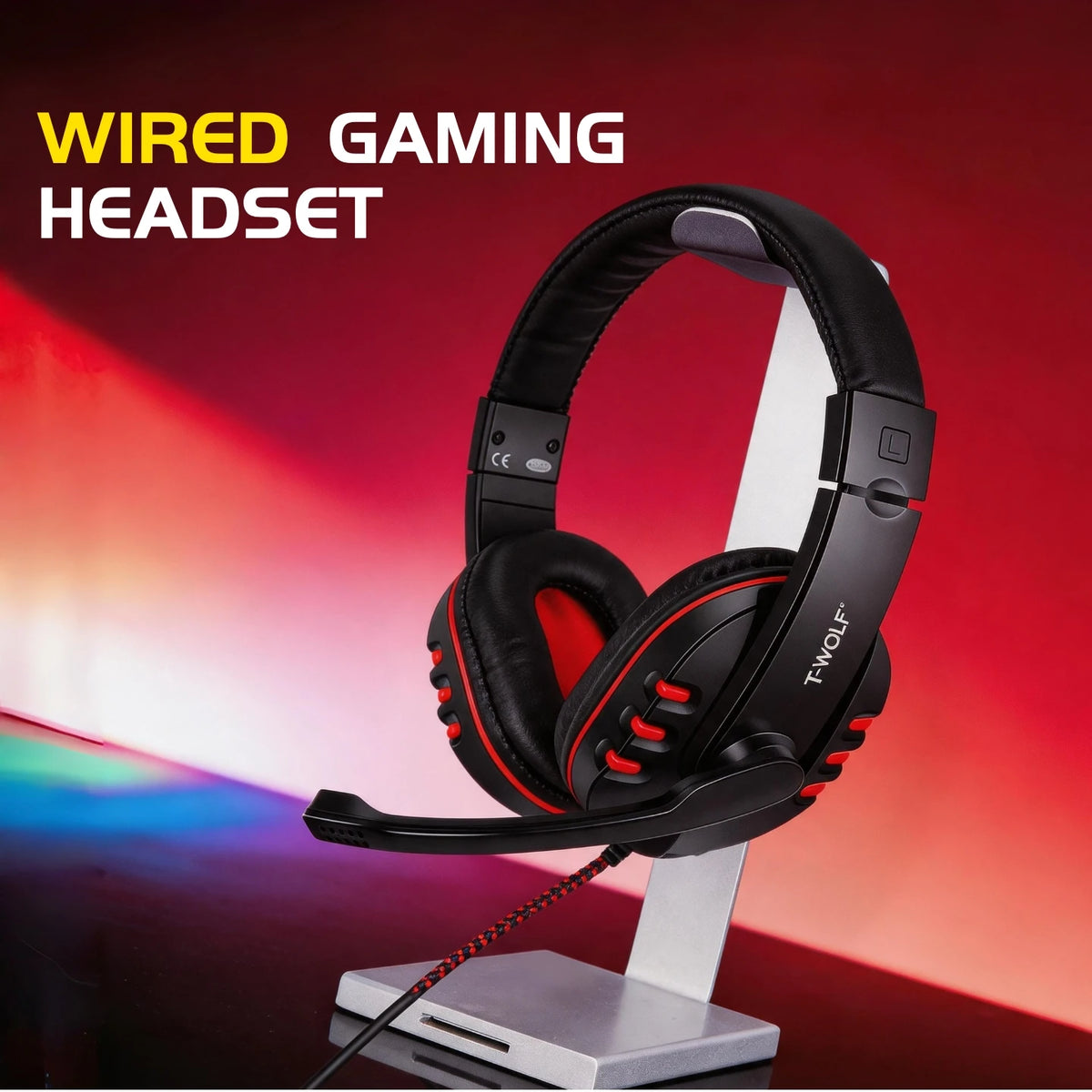 T-WOLF RGB Gaming Keyboard Mouse Headset Mousepad Combo LED Backlit