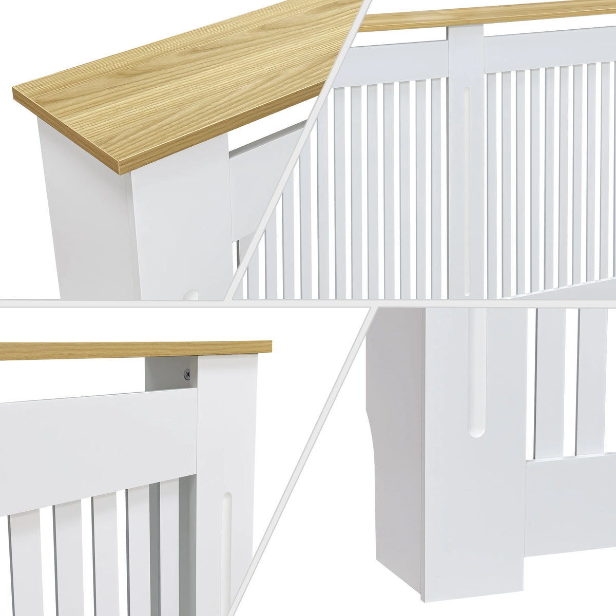 Modern Radiator Cover Decorative Heater Protector Wall Vertical Slat Grill Shelf with MDF Wood Top