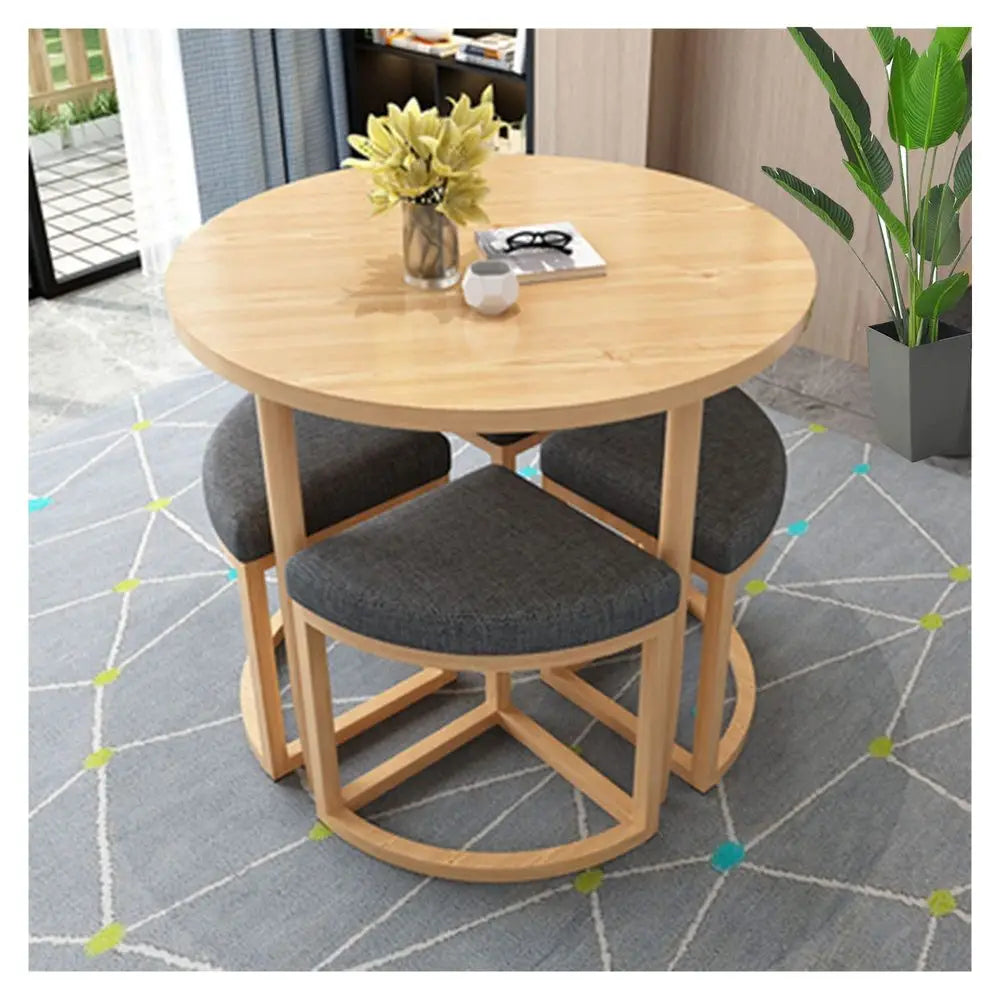 Small Coffee Table,Round Dining Room Table Set,Kitchen Table and Chairs Set for 4,Office Business Hotel Lobby Dining Table Set,