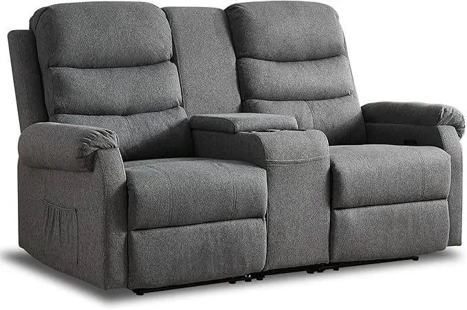 65.7-inch Manual Reclining Loveseat Sofa with Storage Console Cup Holders And Side Pockets Dual Recliner for Living Room