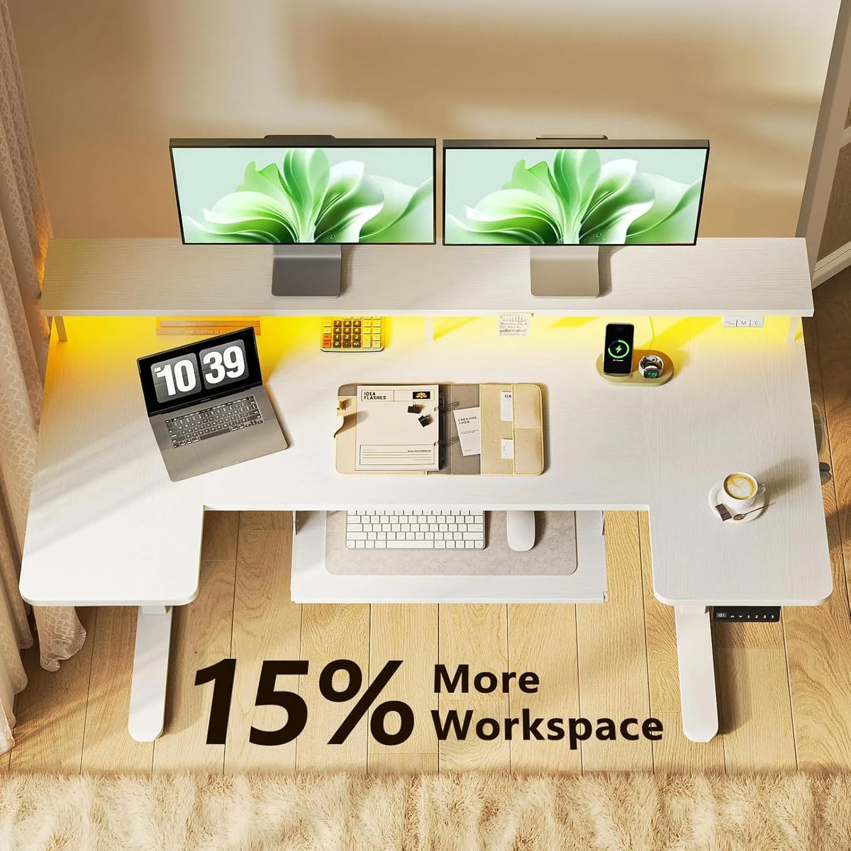 XIUWO U Shaped Height Adjustable Standing Desk With Keyboard Tray