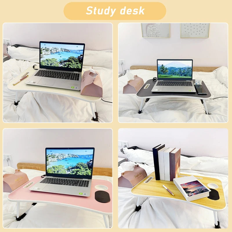 Simple, Sturdy, Durable, Wireless Charging Capable, Foldable Small Table, Bed Laptop Table