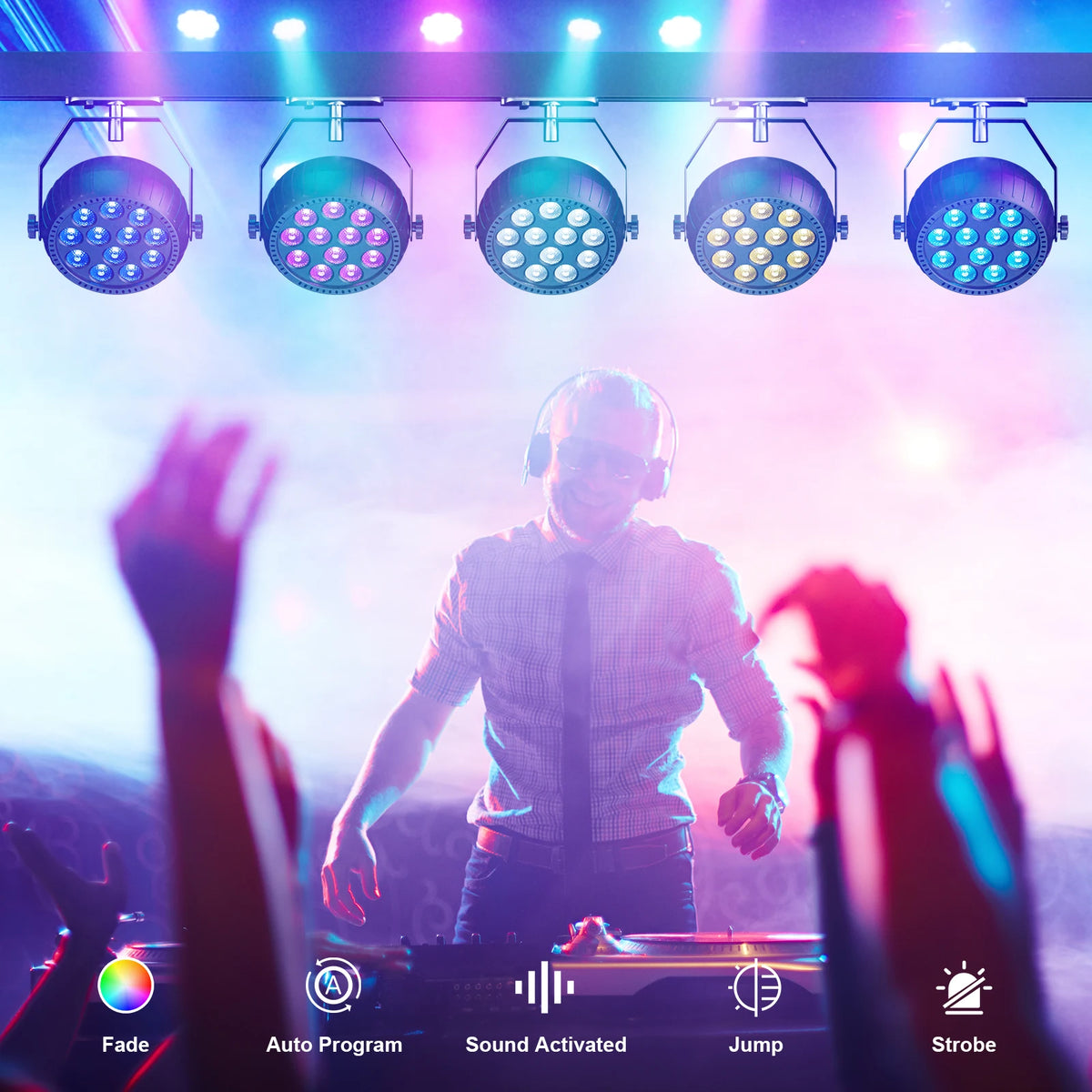 Somspot RGB LED Par Lights for DJ Stage Party Lighting
