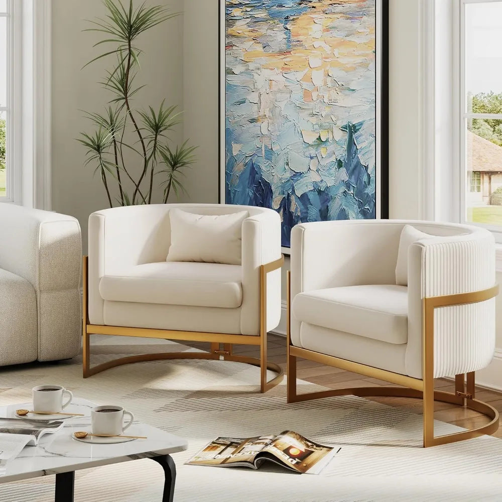 Upholstered Velvet Accent Chair Barrel Chairs Modern Living Room Armchair, Mid Century Lounge Chairs Sofa Tub Bucket Club Chair