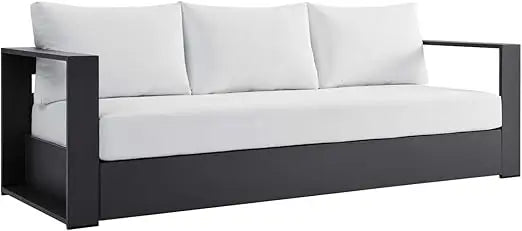 Tahoe Aluminum Outdoor Patio Sofa in White Gray