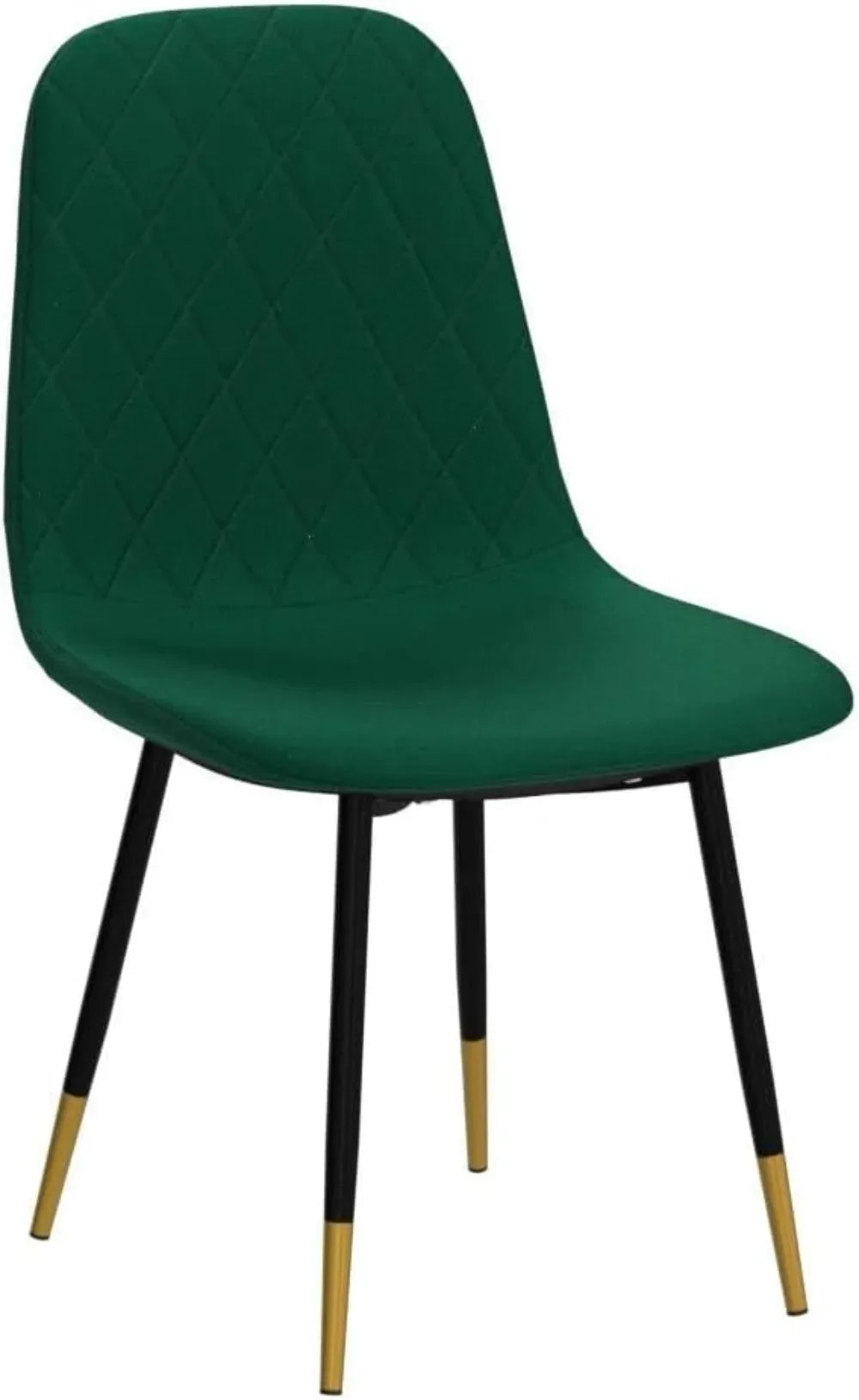 Velvet Dining Chairs Set of 4, Upholstered Side Stools with Backrest and Metal Legs, Kelly Green