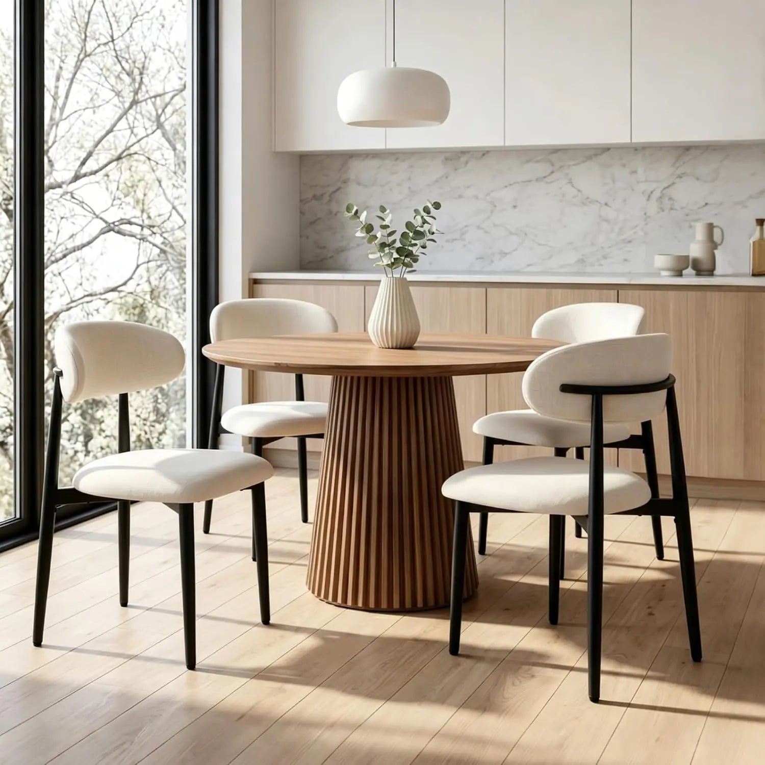 Dining Chairs Set of 4, Metal Kitchen Chairs with Modern Fabric Upholstered for Dining Room, Beige, Customized
