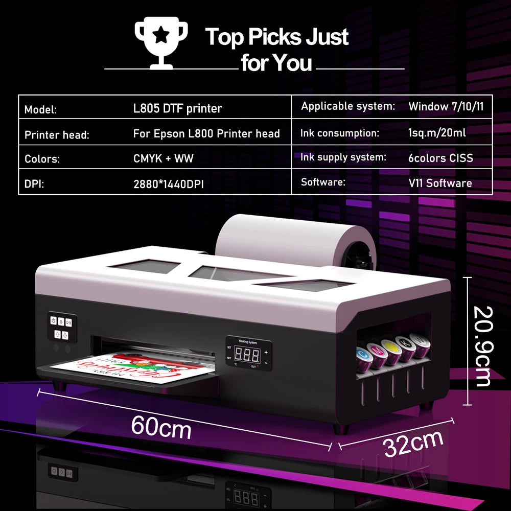 A3 DTF Printer Impresora XP600 DTF Printer A4 L800 DTF Printer Printing Machine For T-shirt Direct Transfer Roll Film Printer