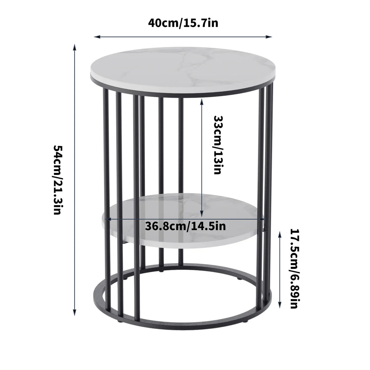Wisfor Two Tier Sintered Stone End Table with Metal Frame