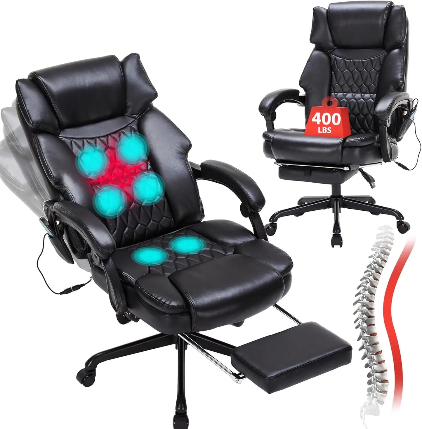 GUANGBAI Massage Office Chair With Foot Rest Vibration And Heat