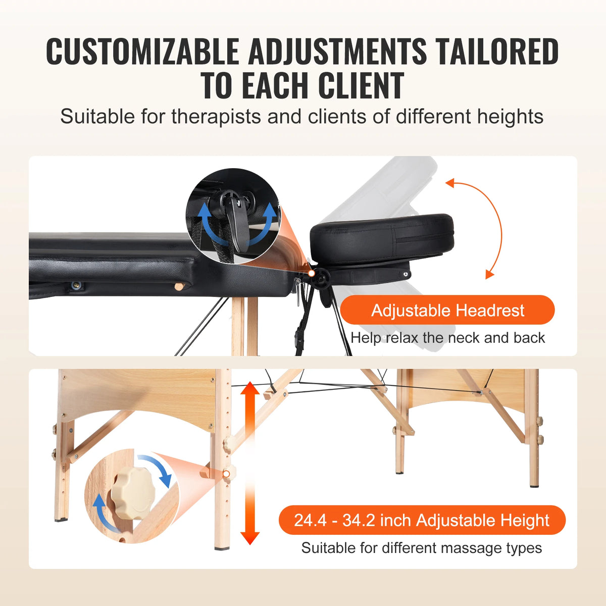 SucceBuy Portable Folding Massage Table for Spa Salon Therapy