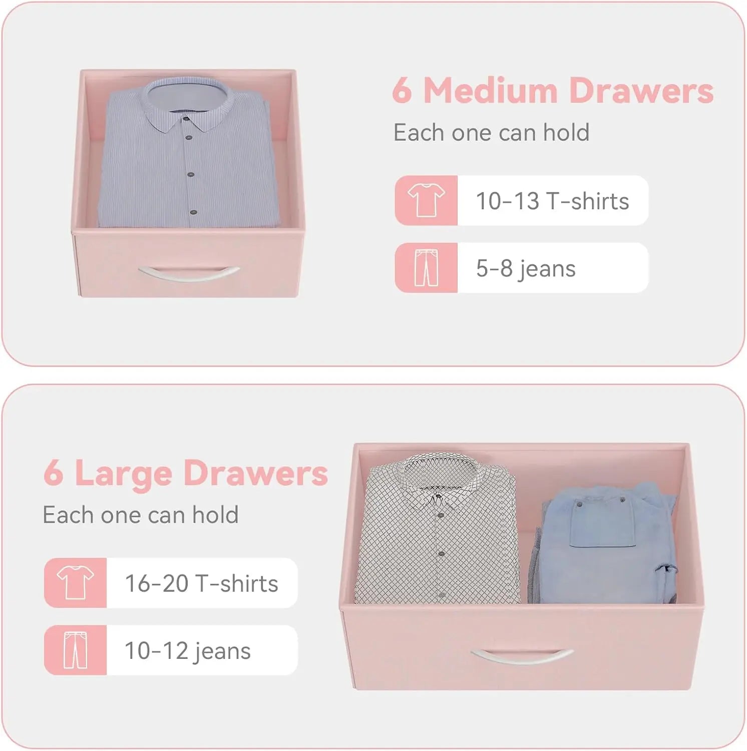 12 Dresser for Bedroom, Chest of Drawers with Side Pockets and Hooks Fabric Storage Dresser, Sturdy Steel Frame,Easy Pull Handle