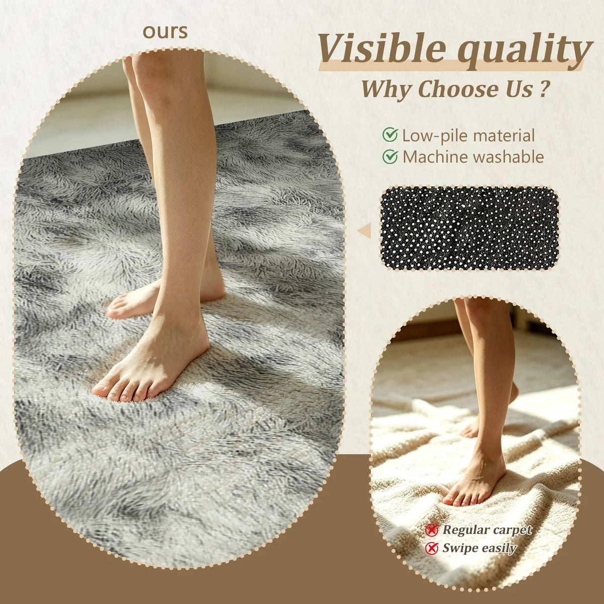 Large Indoor Shaggy Velvet Area Rug, Soft Low Pile, Non-Slip Dotted Backing, Machine Washable, Gray Tie-Dye Pattern, Ideal for Living Room, Bedroom, Cozy Plush Home Floor Decor