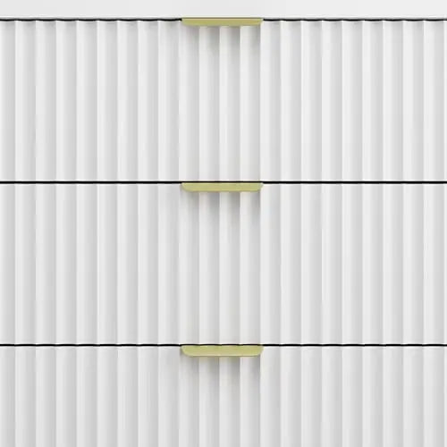 Zhuxiang Fluted Nightstand Modern 3-Drawer Wood Night Table