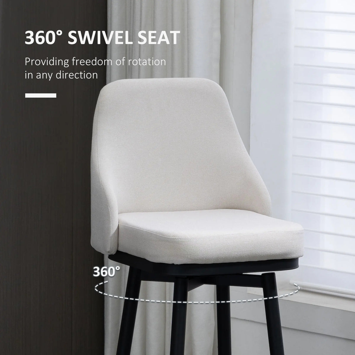 HOMCOM Modern Swivel Barstools With Steel Legs for Kitchen Furniture
