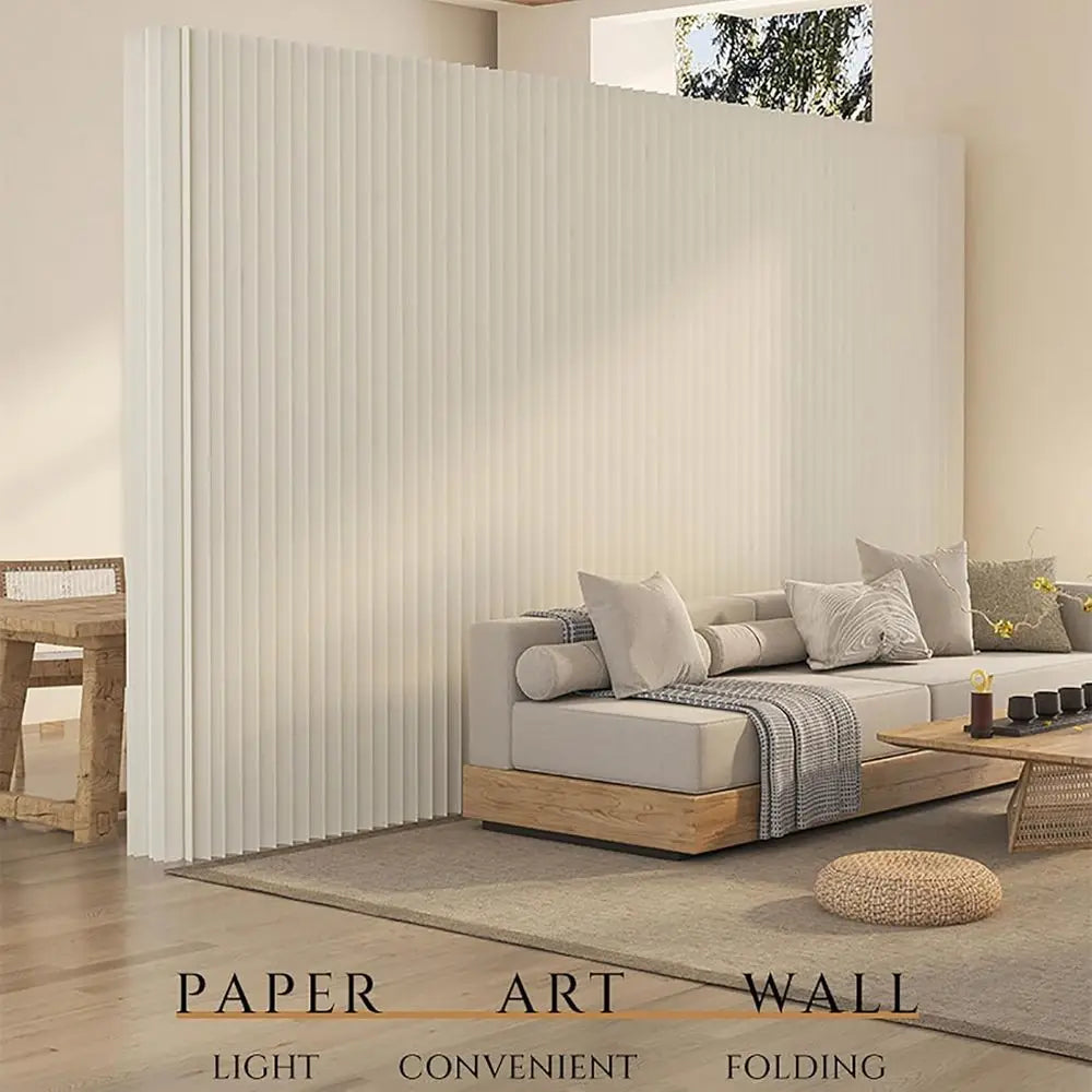 Folding Paper Room Divider, Lightweight Freestanding Privacy Screen Partition Wall for Home or Office, Foldable, Compact Storage