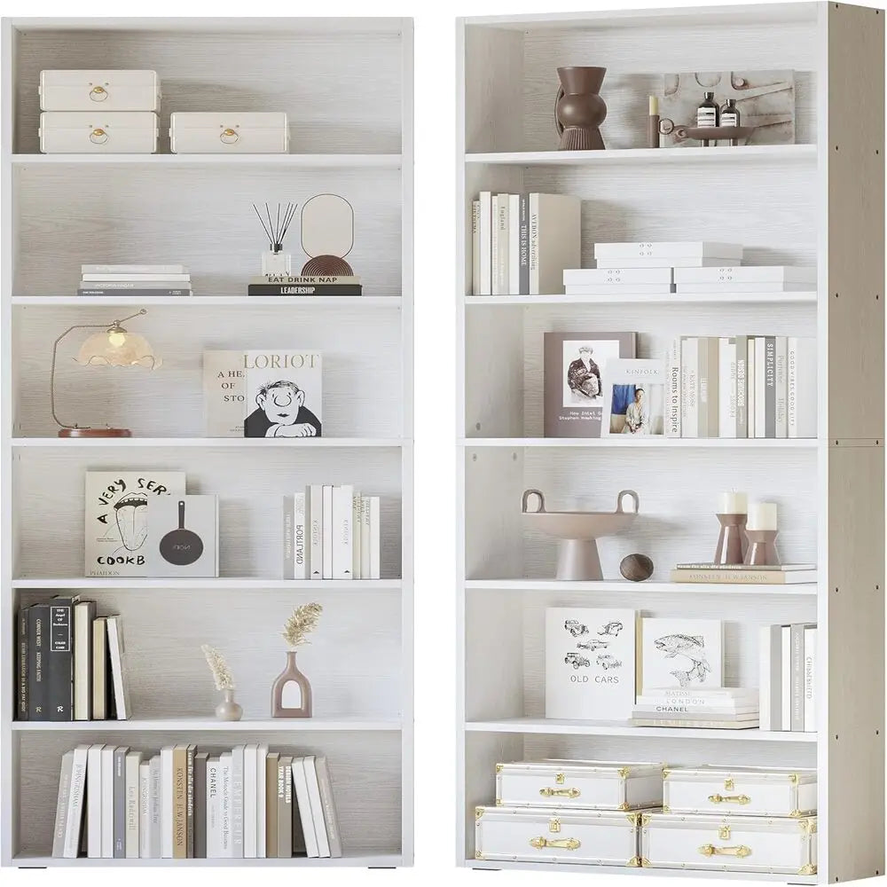 IRONCK Bookshelves and Bookcases Set of 2 Floor Standing 6 Tiers Display Storage Shelves 70 in Tall Bookcase for Home Office