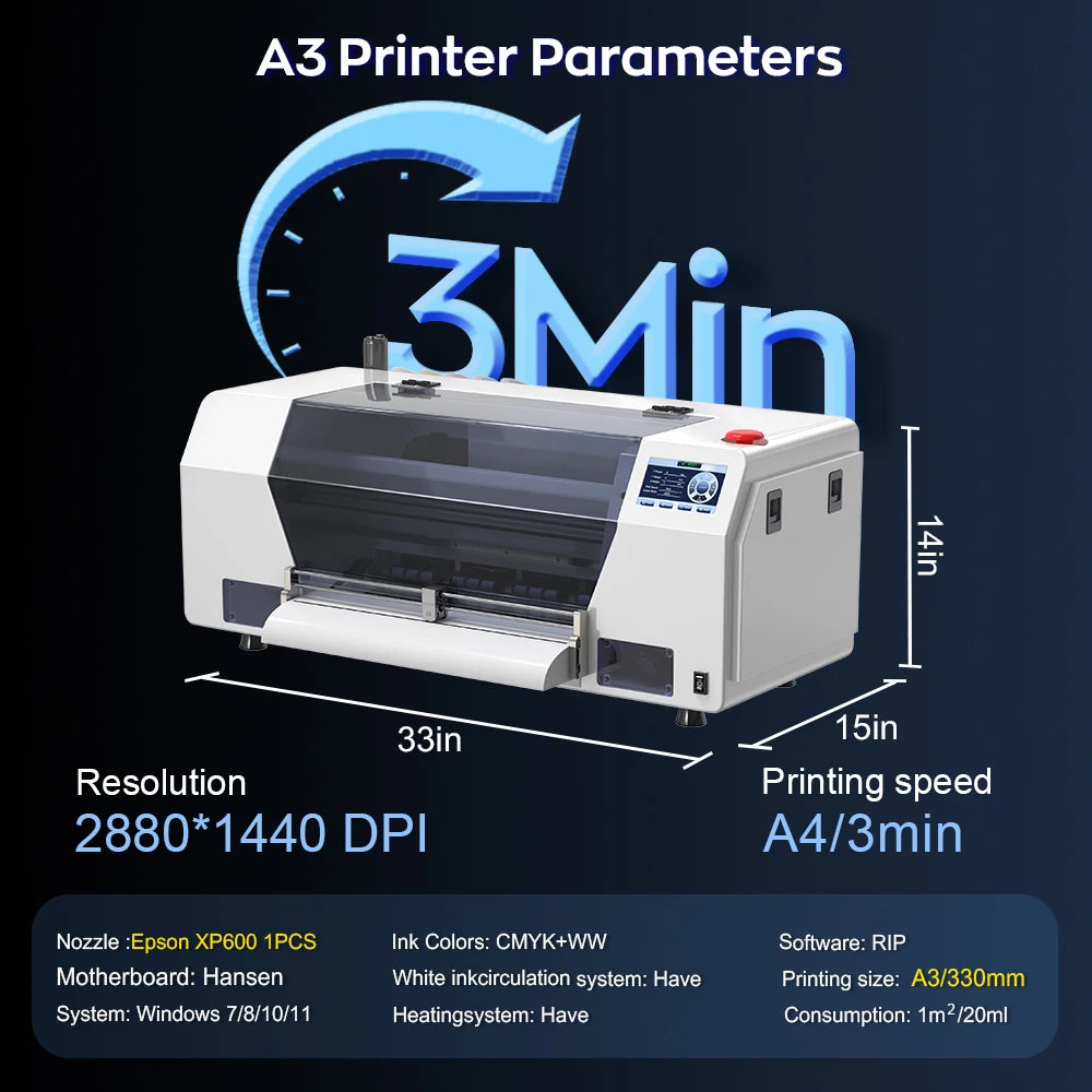 A3 DTF Printer Impresora XP600 DTF Printer A4 L800 DTF Printer Printing Machine For T-shirt Direct Transfer Roll Film Printer