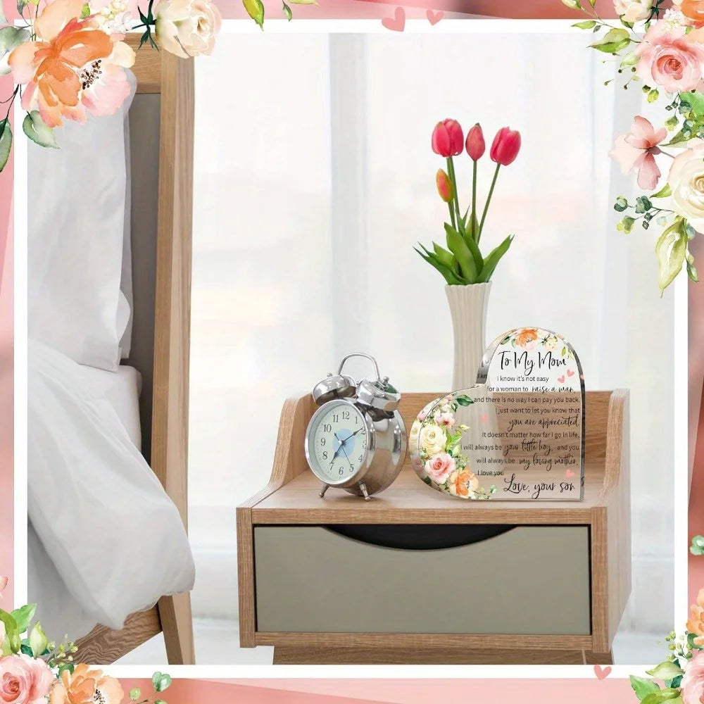 Mom Acrylic Heart Plaque: Birthday/Mother&