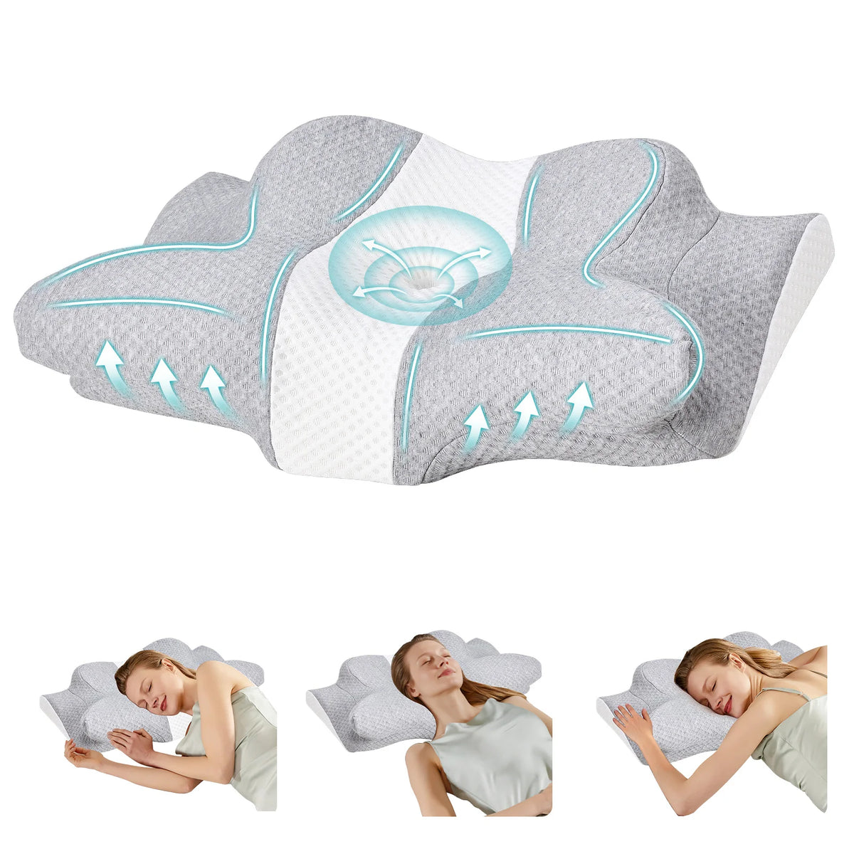 MCQ Ergonomic Memory Foam Side Sleeper Pillow With Cooling Cover