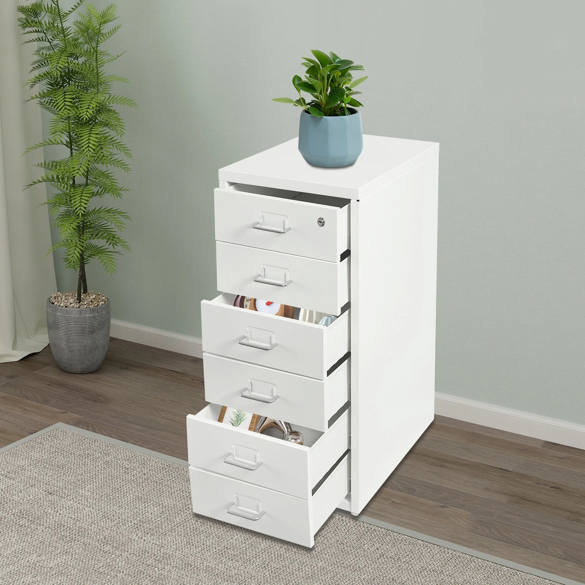 Locking Rolling Metal Filing Cabinet for Home Office Storage