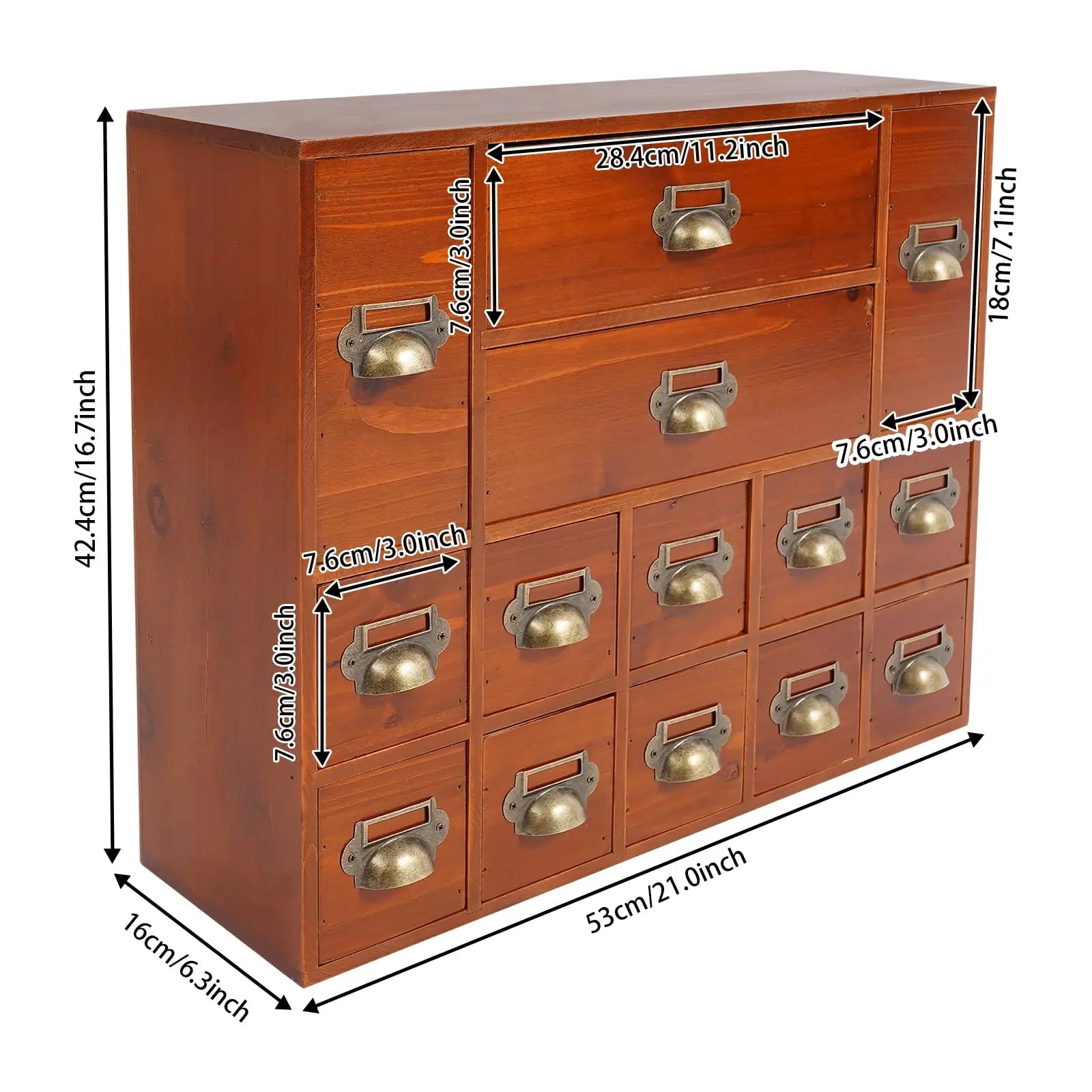 14 Drawers Apothecary Drawers Card Catalog Cabinet,Wooden Storage Box with Drawers,Library Card Catalog Cabinet for Desktop Orga