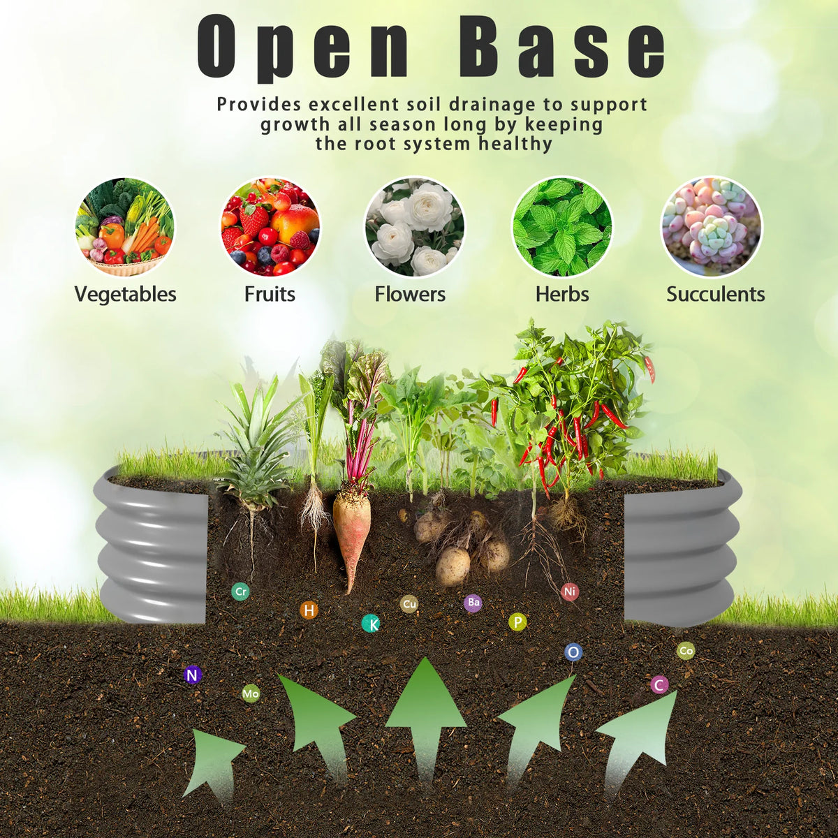 Galvanized Raised Garden Bed Planter Box for Vegetables and Flowers