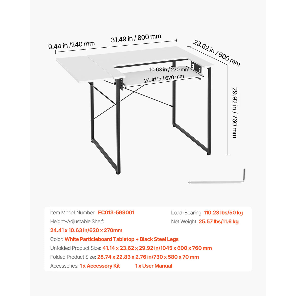 SucceBuy Folding Sewing Table With Cabinet And Charging Station For Home