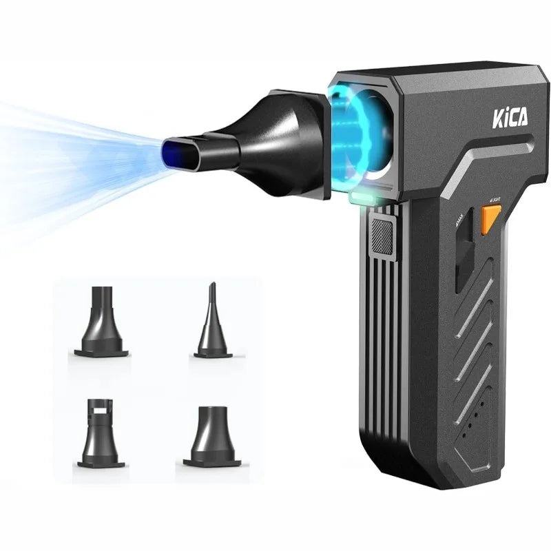 KICA Jetfan Ultra 45m/s Compressed Air Duster Electric Blower LED Lights Portable Cordless 116000 RPM Rechargeable , 4000mAh