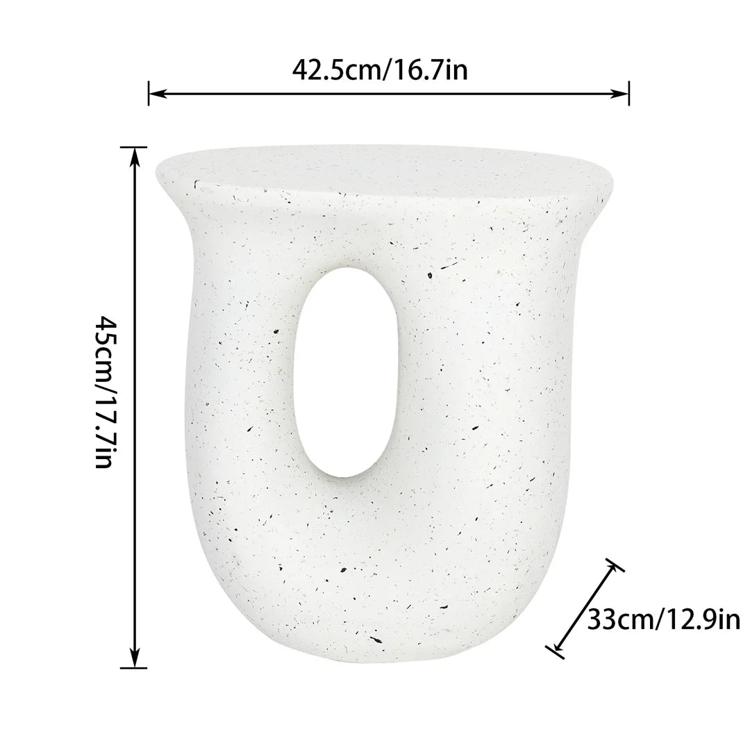 Modern White Lightweight Concrete Side Table Accent End Table for Living Room Bedroom Sofa