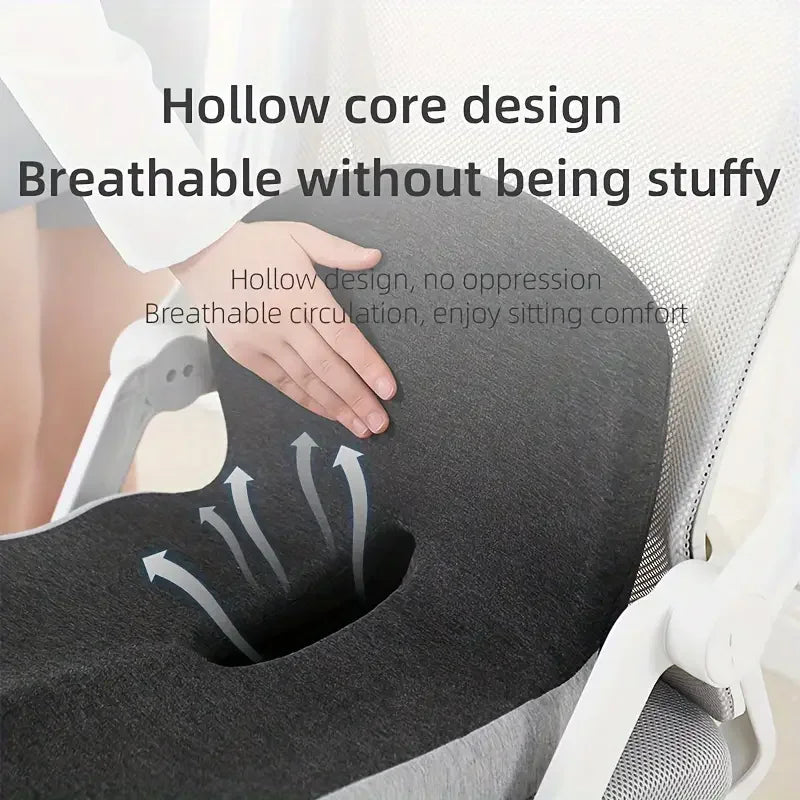Contoured Ergonomic Lumbar Back Support Seat Cushion with Washable Cover Soft Pressure Relief Chair Pad for Office Workers Long Time Sitting Comfort