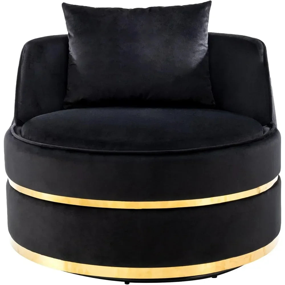 BestsellerMerax 360 Swivel Velvet Barrel Chair with Cushion, Modern Comfortable Round Sofa for Reading