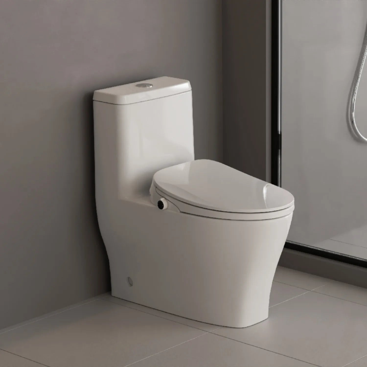 Smart Bidet Toilet Seat with Remote and Lighted,for Elongated Toilets,Soft Close and Instant Heated,Warm Air Drying,White B04