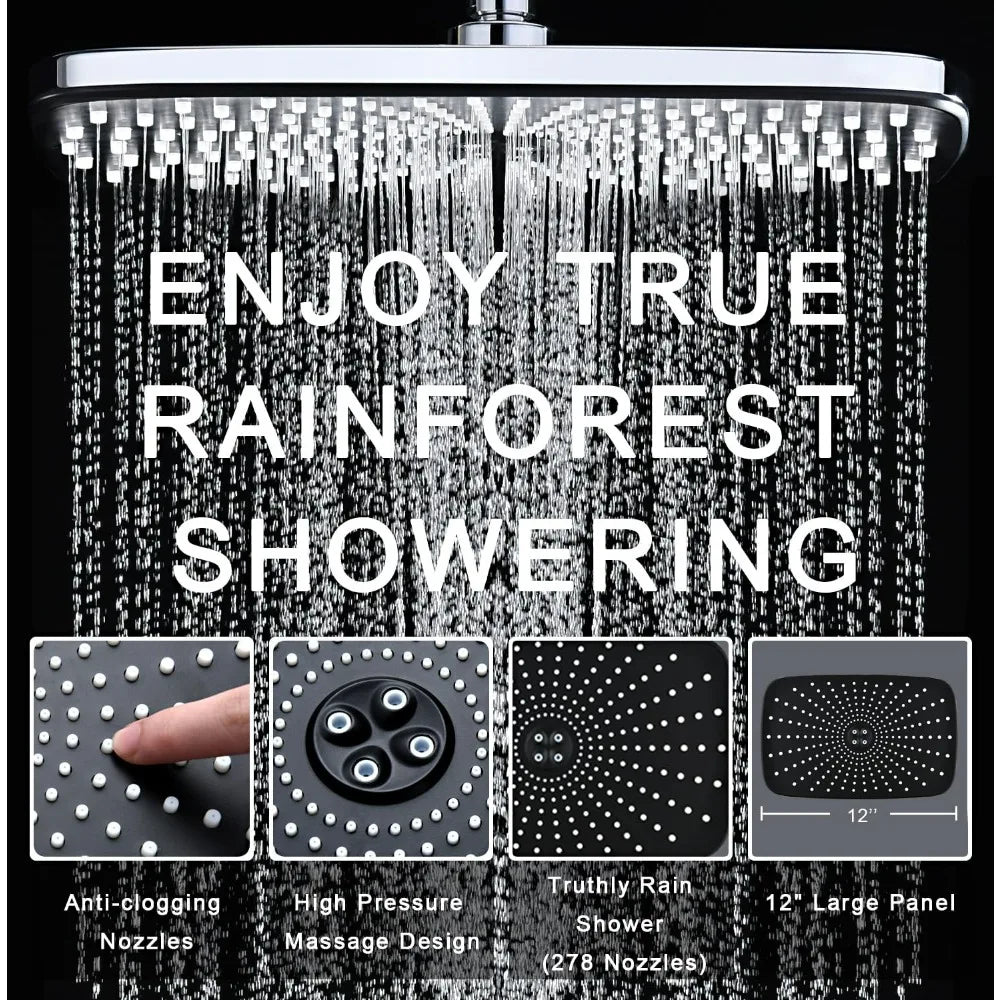 High Pressure Rain Shower Head: Upgrade Shower Heads Handheld Spray Combo with Fixed Showerhead 10 Sprays Handheld Shower Head