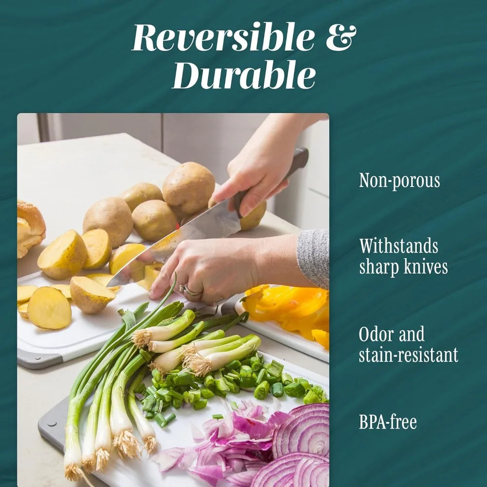 Cutting Boards for Kitchen - BPA-Free Chopping Board - Different Sizes & Non Slip Handles - Reversible, Large Cutting Board Set