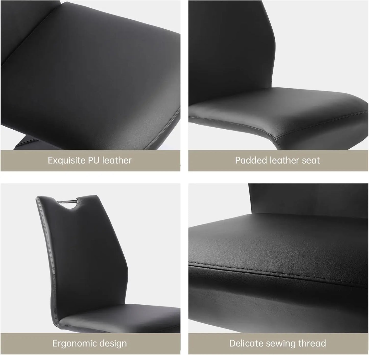 Mermaid Dining Chairs Set of 4, Modern Kitchen Dining Room Armless Upholstered Side Chairs with PU Leather Cushion Seat