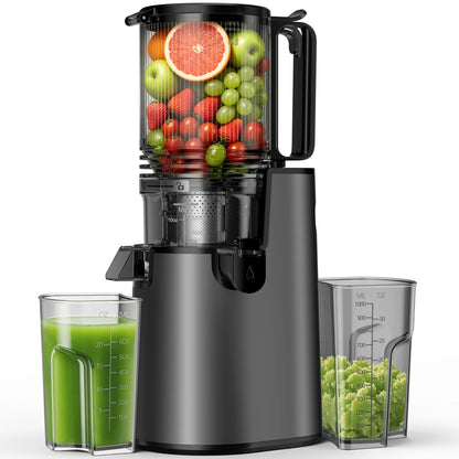 5.4" Large Feed Chute Slow Masticating Juicer, 350W Cold Press Juicer Machines for Whole Fruits &amp; Veggies, 50RPM Quiet Juicer Extractor, Easy to Clean, 2 Color Options, BPA-Free for Home Fresh Juice
