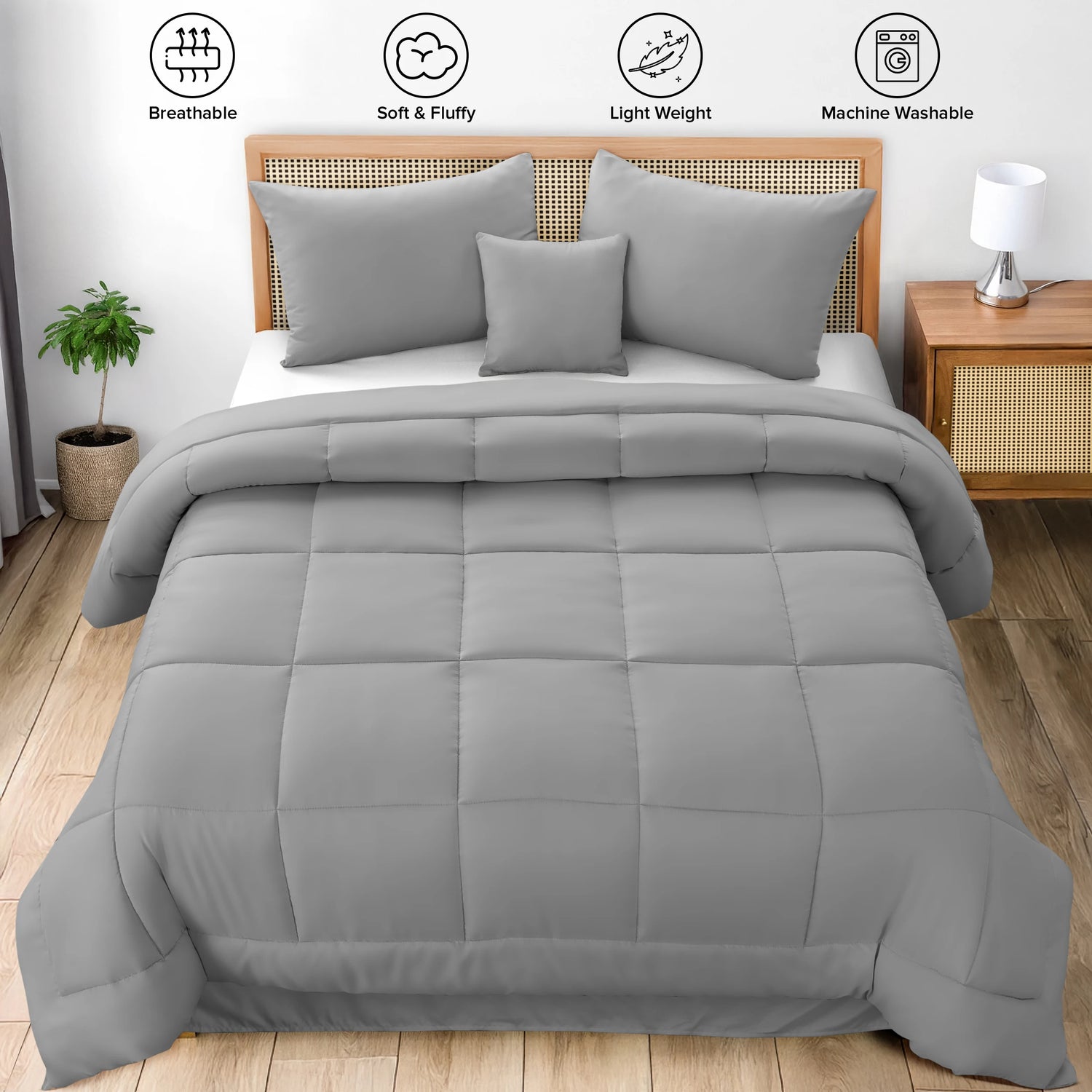Lux Décor 5-Piece Comforter Set –All in one Bed in a Bag - Includes Comforter, 2 Shams, Decorative Pillow &amp; Bed Skirt