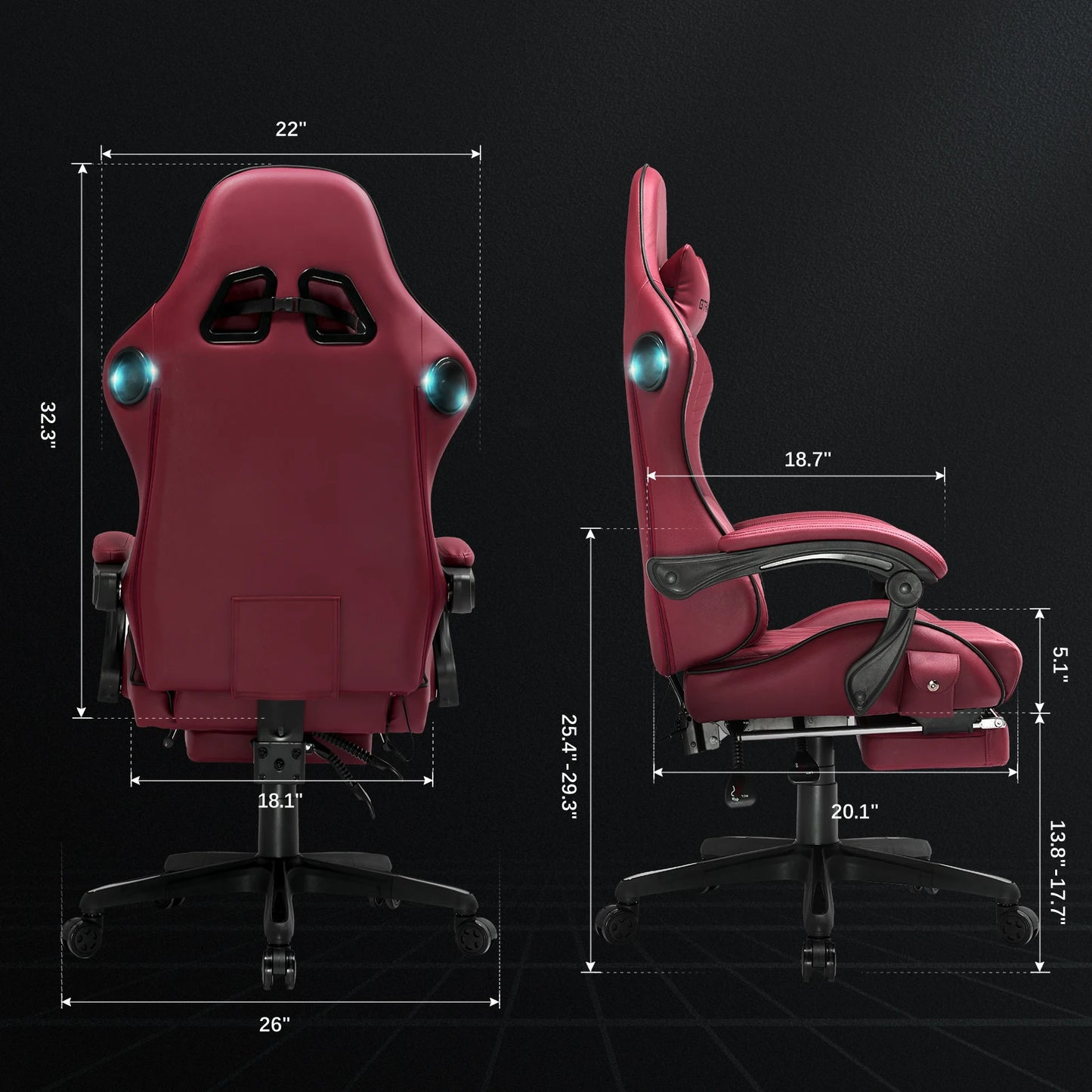 GTPLAYER Ergonomic Gaming Chair With Built In Speakers