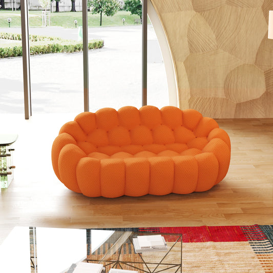 Floor Couch Comfy Modern Mesh Fabric Lazy Floor Sofa Bean Bag Sofa With 3D Honeycomb Shape Curved Loveseat Couch For Living Room