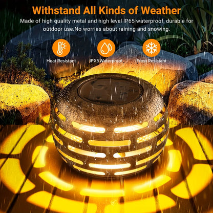 Retro Solar Lanterns With Flickering LED Lights For Garden Decor