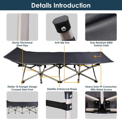 Foldable Portable Outdoor Lounge Chair With Foam Mattress For Garden