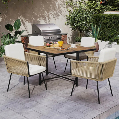 5 Pieces Patio Dining Set Outdoor Rectangular Table and Chairs Furniture Set