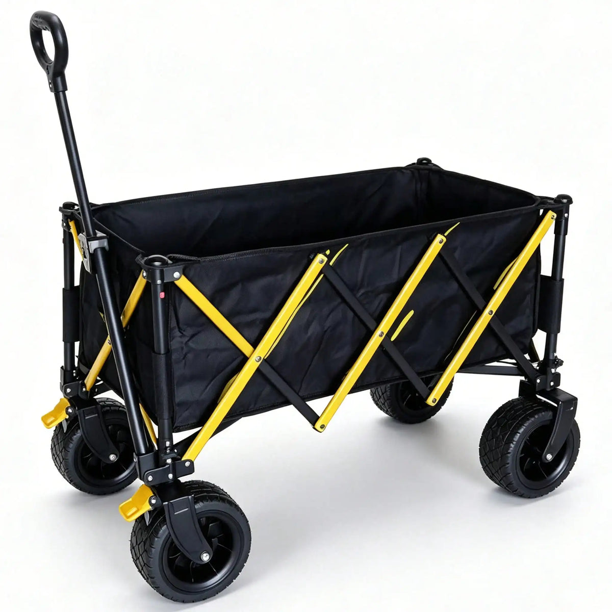 Foldable Utility Wagon Cart, Collapsible All‑Terrain Hand Wagon, Portable Heavy‑Duty Grocery Shopping Cart for Beach Camping Picnic Garden Outdoor Travel