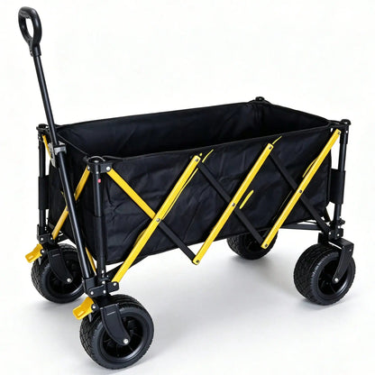 Foldable Utility Wagon Cart, Collapsible All‑Terrain Hand Wagon, Portable Heavy‑Duty Grocery Shopping Cart for Beach Camping Picnic Garden Outdoor Travel