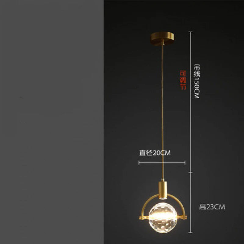 Modern Pendant Light Luxury Nordic Indoor K9 Crystal Led Ceiling Lamp Chandelier Creative Bedside Iron Art Bar Home Decoration