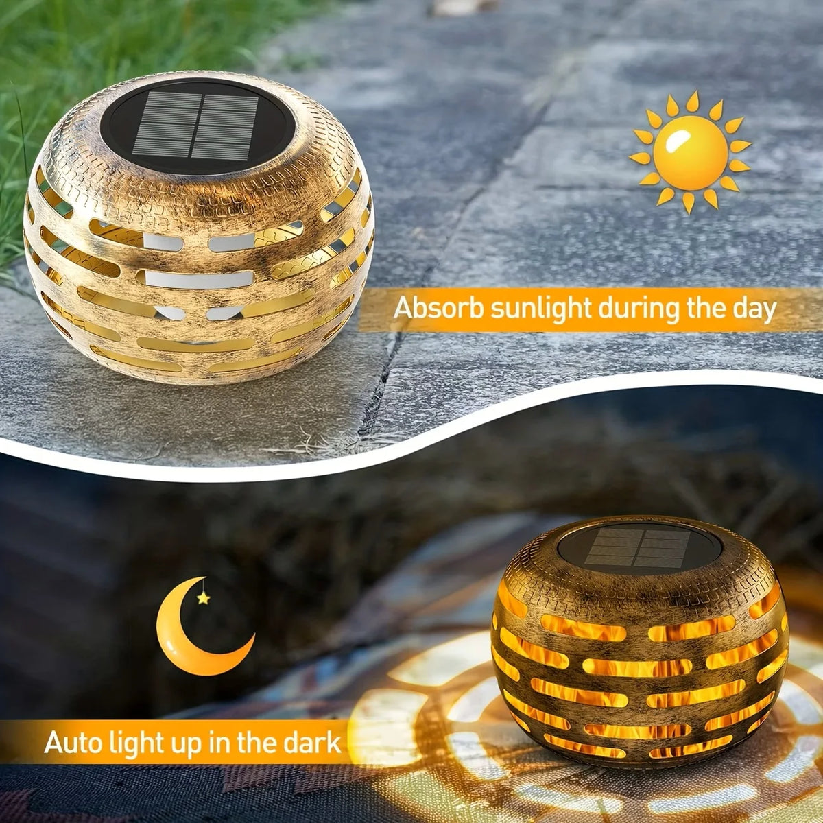 Retro Solar Lanterns With Flickering LED Lights For Garden Decor