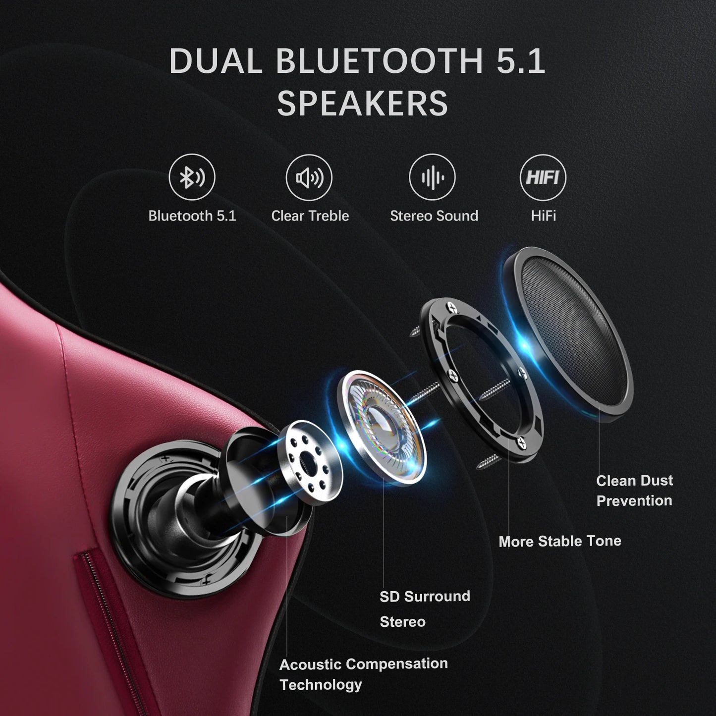 GTPLAYER Ergonomic Gaming Chair With Built In Speakers