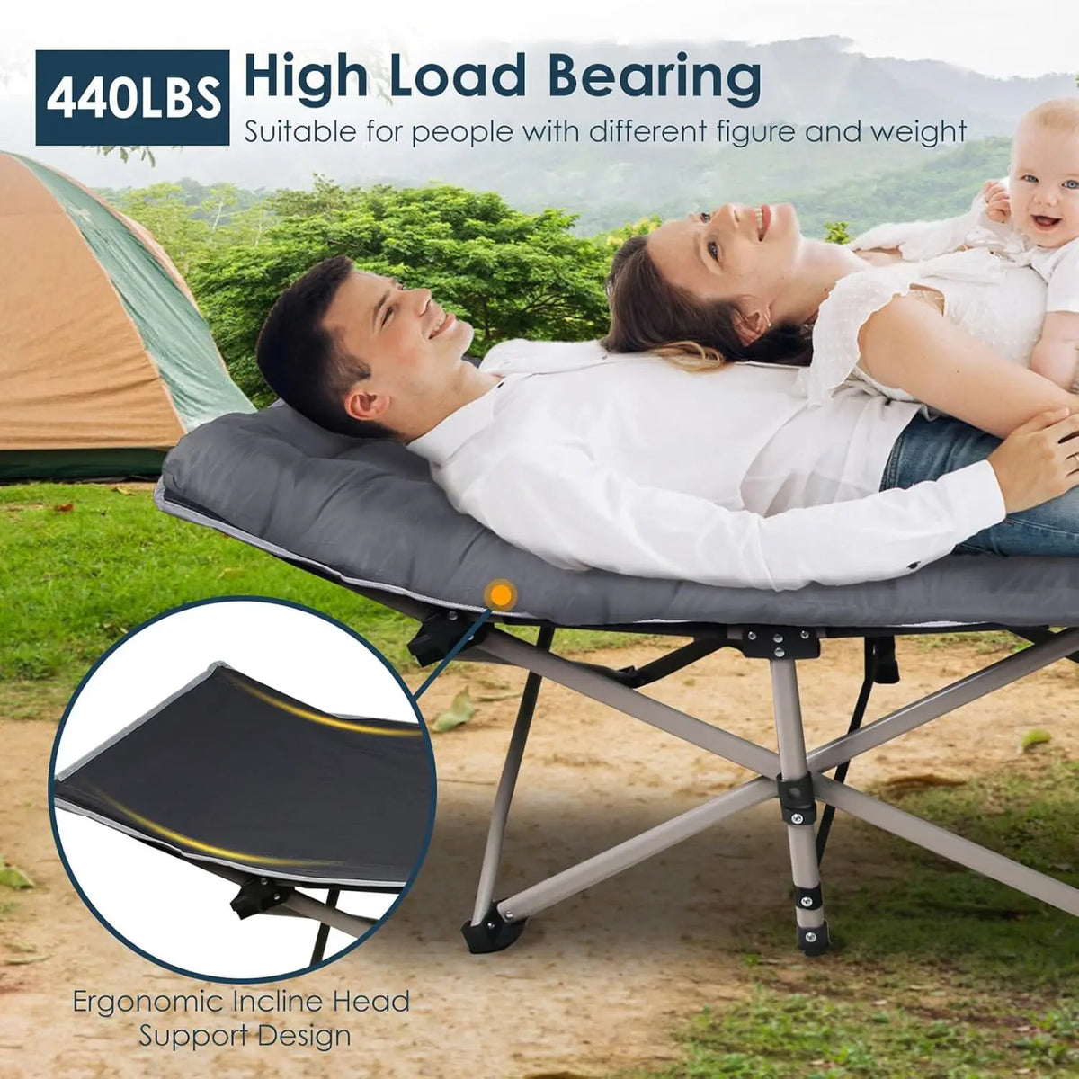 Foldable Portable Outdoor Lounge Chair With Foam Mattress For Garden